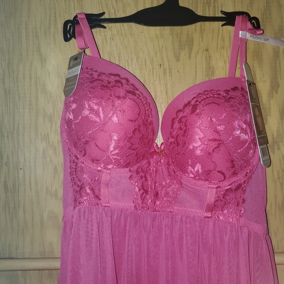 DAISY FUENTES FUCHSIA FLIRTY BABYDOLL SET - Picture 6 of 7